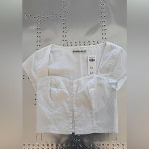Abercrombie & Fitch White Square-Neck Corset Top